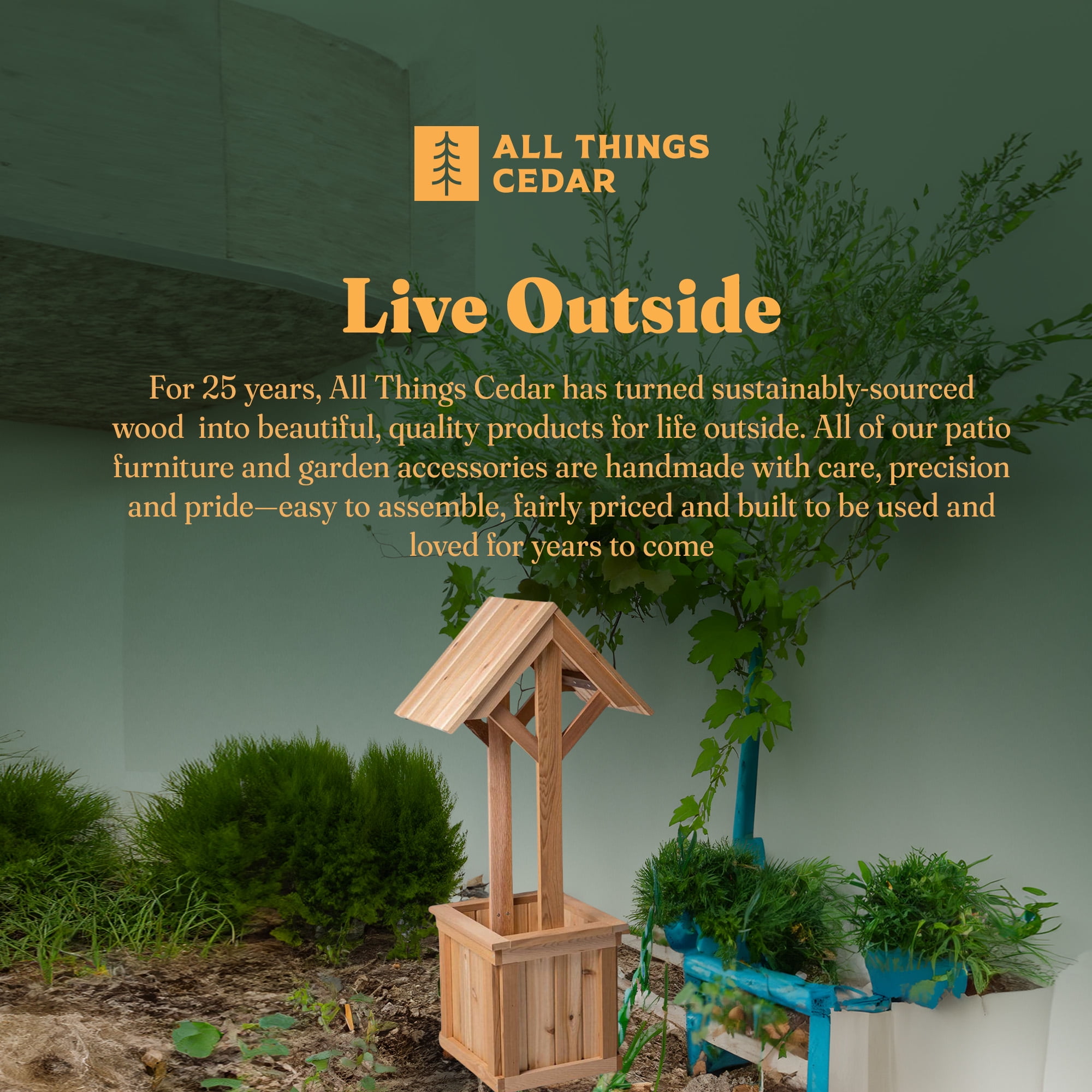 All Thing Cedar WW48 4-ft Wishing Well Planter Box - 22L x 16.5W x 48H