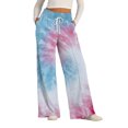 thumbnail image 7 of Endives Womens Sports Pants Tie Dye Printed Wide Leg Jogging Pants Elastic Drawstring High Waist Pants With Pockets, 7 of 7