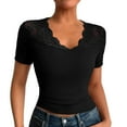 thumbnail image 2 of Blczomt Lace Womens Tops Plus Size Trendy Sexy Shirt Short Sleeve Slim Fit Black 2025 Womens Summer Blouses, 2 of 8