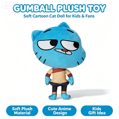 Gumball Plush, Cute Cartoon Stuffed Animal Pillow, Soft Anime Character Plushie Toy, Kids Birthday Gift, Home Decor Collectible Stuffed Doll
