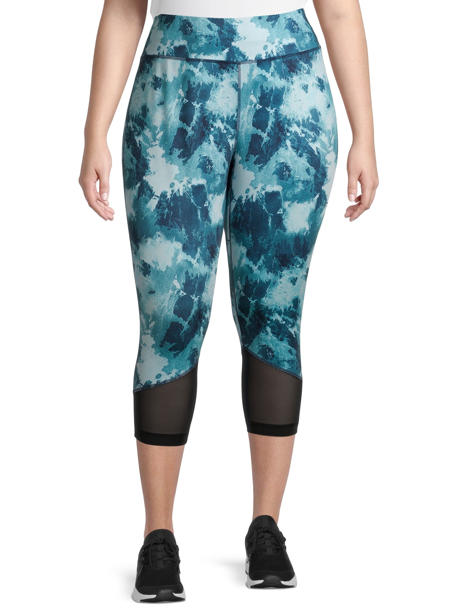 Active Printed Mesh Hem Capri Leggings 