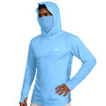 thumbnail image 2 of WELIGU UPF 50+ Men's Sun Protection Hoodie with Face Mask & Gaiter, Breathable Long Sleeve Fishing Hiking Shirt Blue XL, 2 of 7
