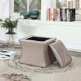 thumbnail image 3 of 17.5" Tall Wood and Leather Storage Bench, Ivory Croc Svelte, 3 of 5