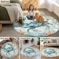 thumbnail image 5 of Coastal Crab Round Area Rug 7 FT, Non Slip Living Room Area Carpet, Teal Nautical Beach Starfish Vintage Washable Soft Circular Rug Non-Shedding Floor Carpet for Bedside Office Play Room Classroom, 5 of 9