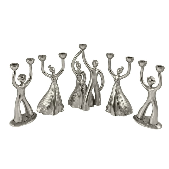 Zion Judaica Modern Dancers Menorah for Hanukkah Silver Artistic Dancing Figures Ally Zinc Chanukah Candelabra 5 Individual Sculptures Hanukkiah Modern Art Jewish Gift for Chanukah