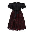 thumbnail image 2 of Little Girls Red Black Flower Bow Adorned Sweet Party Dress 3, 2 of 2