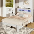 thumbnail image 2 of ENYOPRO Full Bed Frame with Storage Headboard, Wood Platform Bed with LED Strips and Charging Station, Heavy Duty Mattress Foundation, Hold 500 LBS, Easy Assembly, White, 2 of 5