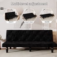 thumbnail image 4 of Youmumeub 66" Modern Convertible Sofa Bed, Black Velvet 2-Seater Futon with 3-Position Adjustable Back, Tufted Sleeper Sofa for Apartment, Living Room, 4 of 10