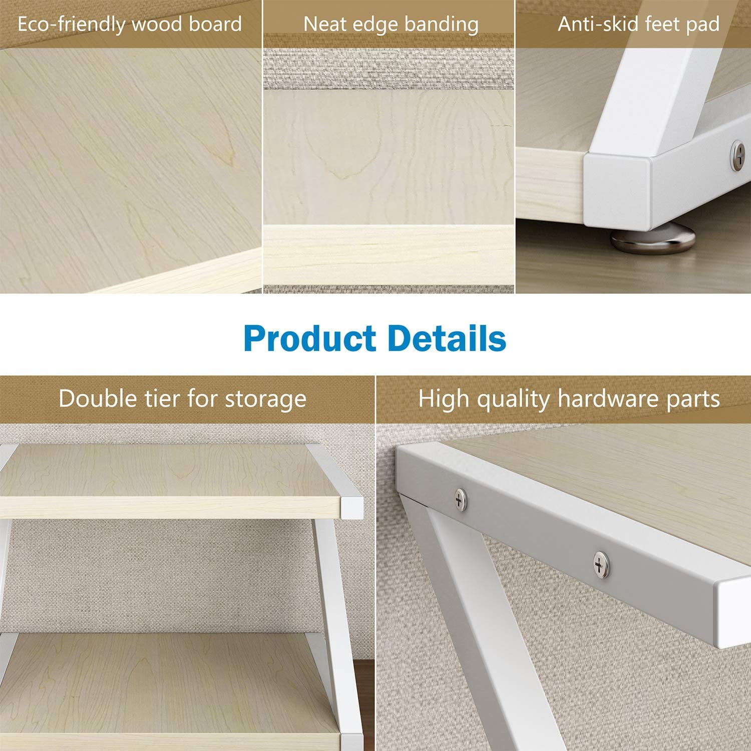 Lowestbest Desktop Stand for Printer, Desktop Shelf with 2-Tier Tray, Light Beige Lowestbest Desktop Stand for Printer, Desktop Shelf with 2-Tier Tray, Light Beige