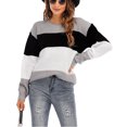 thumbnail image 4 of Vedolay Womens Sweater Womens V Neck Sweater Lantern Sleeve Oversized Henley Knit Pullover Tops,Black S, 4 of 5