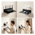 thumbnail image 3 of Wall Mounted Metal Floating Router Shelf Cable Hole Design Heavy Duty AV Storage Rack for Game Console DVD Player TV, 3 of 3