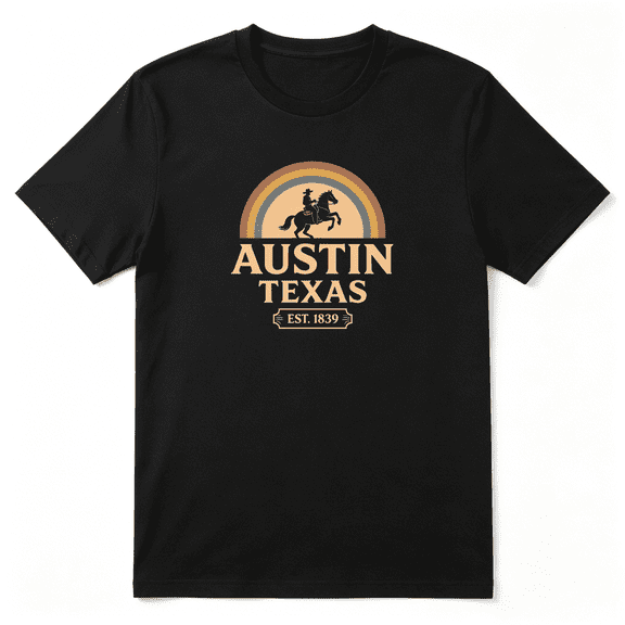Austin Texas Est 1839 City Name Retro Graphic Tee for Men and Women, Family Gift Road Trip Cotton Short Sleeves T-Shirt