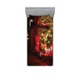 thumbnail image 2 of Ambesonne Christmas Fitted Sheet & Pillow Sham Set, New Year Xmas Trees, Full, Red Yellow, 2 of 3