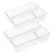 HEMOTON Raindrops 6Pcs Clear Drawer Organizer Set Multi Functional Desk Trays for Makeup Office Supplies Storage