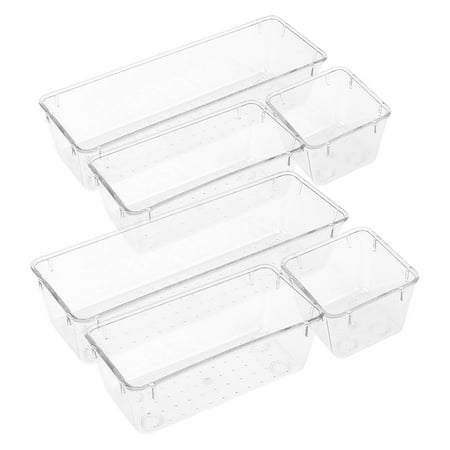 HEMOTON Raindrops 6Pcs Clear Drawer Organizer Set Multi Functional Desk Trays for Makeup Office Supplies Storage