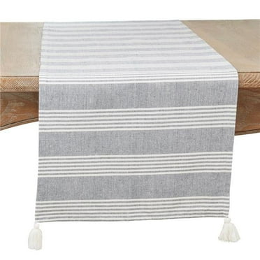 Saro Lifestyle Stripe Tassel Table Runner