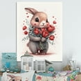 thumbnail image 2 of Designart Bunny Love Holding Flowers I Canvas Wall Art, 2 of 5