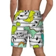 thumbnail image 4 of Balery Funny Dinosaurs on Stripes Mens Swim Trunks Swim Shorts for Men Quick Dry Inseam Beach Shorts with Compression Liner Pocket-Large, 4 of 9