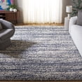 thumbnail image 2 of SAFAVIEH Hudson Jaden Striped Shag Area Rug, Ivory/Navy, 8' x 8' Square, 2 of 11