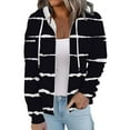 thumbnail image 4 of Usmixi 2023 Sweatshirt Coat for Women Winter Hooded Coat for Women Fashion Striped Print Zip up Drawstring Hoodies Tops Lightweight Casual Long Sleeve Fall Sweatshirt Outwear with Pocket Weekly Deals, 4 of 7
