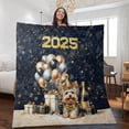 thumbnail image 2 of Happy New Year Yorkshire Terrier Welcome 2025 Balloon Firework Party Quilt Blanket Yorkie Dog Lover Gifts Cozy Comforter Throw Blanket - 01014, 2 of 5