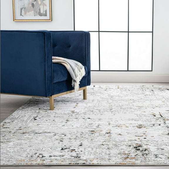 Antik Contemporary 5' x 7' Yellow and Gray Polypropylene & Polyester Indoor Area Rug