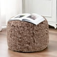 thumbnail image 5 of Round Stuffed Pouf Ottoman, Long Faux Fur Poufs with Foam Chunk Filling, Fluffy and Furry Pouf Foot Stool Storage Ottoman, 20 X 15 Floor Poufs Foot Rest for Living Room, Snow Coffee, 5 of 11