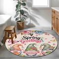 thumbnail image 3 of Spring Gnomes Round Area Rug 4Ft Washable Circle Rugs for Bedroom Dining Room, Farmhhouse Floral Botanical Rustic Non-Slip Carpet Floor Mats Indoor Outdoor Carpet Runner Aesthetic Home Decor, 3 of 8