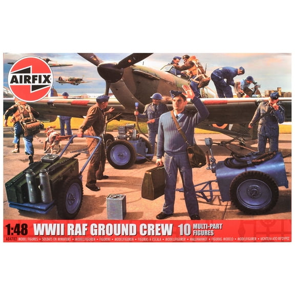 Level 1 Model Kit of WWII RAF Ground Crew Figure and Accessory Set 1/48 Plastic Model kit by Airfix