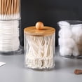 thumbnail image 3 of Matoen 10 Oz Cotton Swab/Ball/Pad Holder, Qtip Apothecary Jar, Clear Bathroom Containers Dispenser with Wood Lids for Storage, 3 of 9