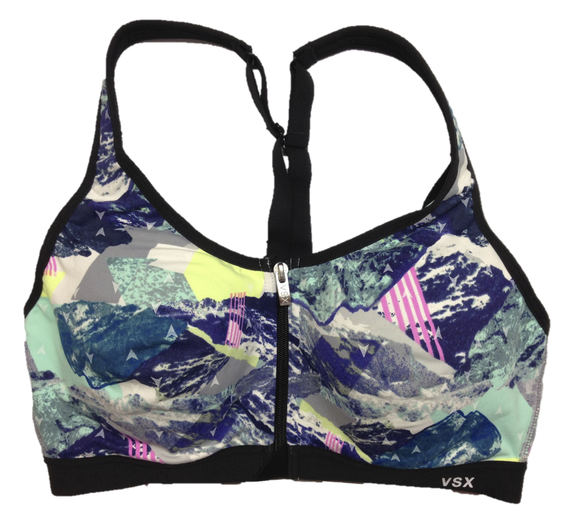 Victoria's Secret VSX Knockout Sports Bra Front Zip Wire Abstract