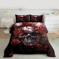 thumbnail image 2 of Manfei Horror Gothic Skeleton Bedding Comforter Set,Red Vintage Flower Twin Comforter Sets,Halloween Skull Bedding Set For Boys Girls,Luxury Bedroom Decor Reversible,2pcs, 2 of 8