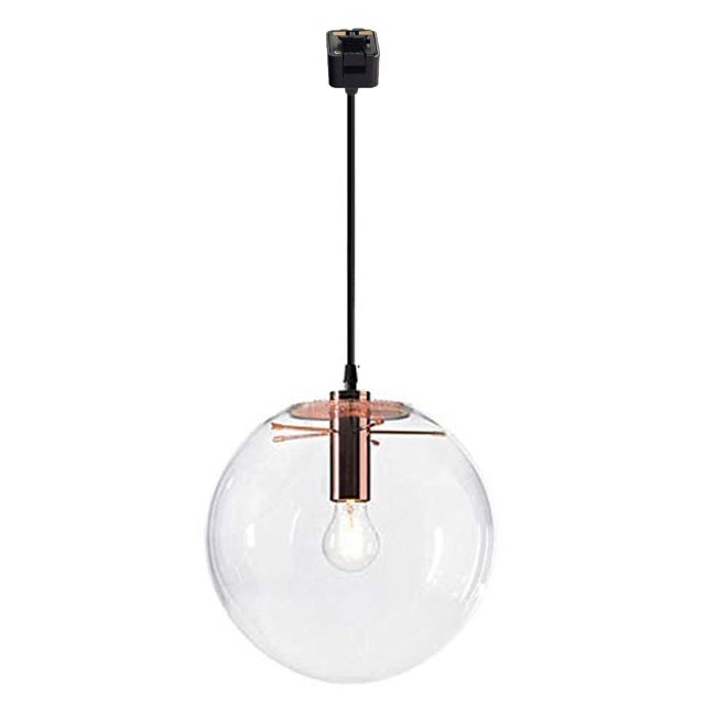 FSLiving J Type Track Mount Pendant Fixtures Industrial Pendant Light with Glass Shade for Kitchen Resturant,Bulb and Track not Included - 1 Pack (Rose Gold)