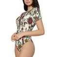 thumbnail image 2 of Balery Dark Enchanted Flowers And Birds Women's Short Sleevee Crew Neck Bodysuit Tops Short Sleeve Tops Basic-XX-Large, 2 of 9