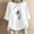 thumbnail image 4 of WREESH Womens Spring Summer T-Shirts Fashion Printed T-Shirt Short Sleeves Blouse Round Neck Casual Tops White, 4 of 5