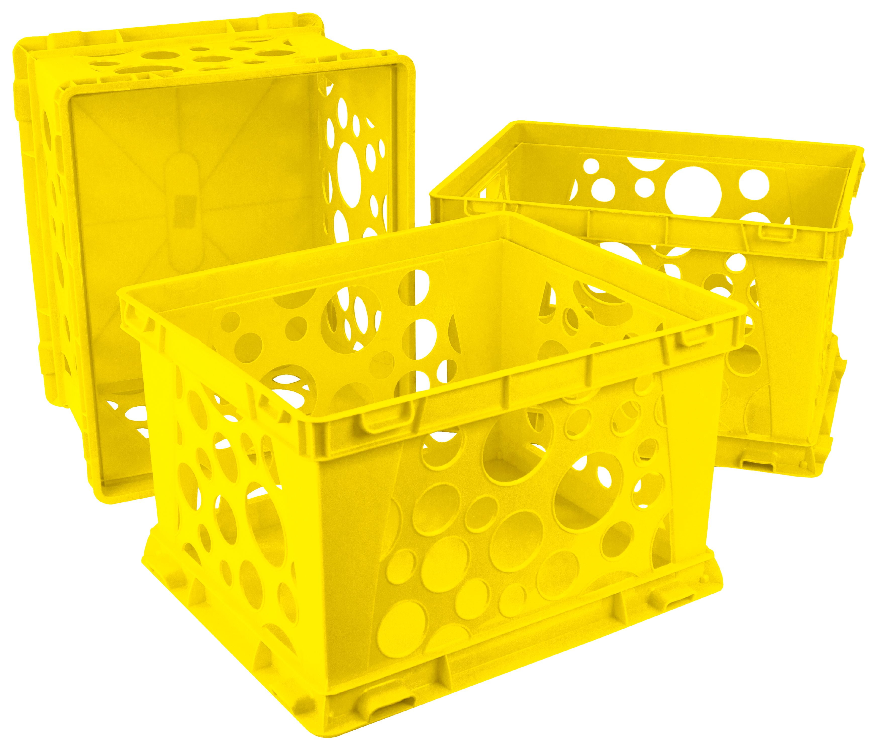 Storex Large File Crate, Fits Letter and Legal Folders, Yellow, 3Pack