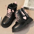 thumbnail image 4 of Children's Winter Leather Lace Up Stylish Color Matching Side Zipper Boots Children's Autumn And Winter Comfortable Shoes Girls Boots Black 4 Years-4.5 Years, 4 of 9