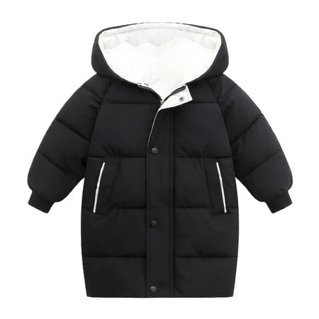 

QWERTYU Toddler Baby Child Children Kids Boy Girl Fall Winter Long Sleeve Puffer Jacket Thicken Padded Button Up Outerwear Hooded Coat 1Y-11Y