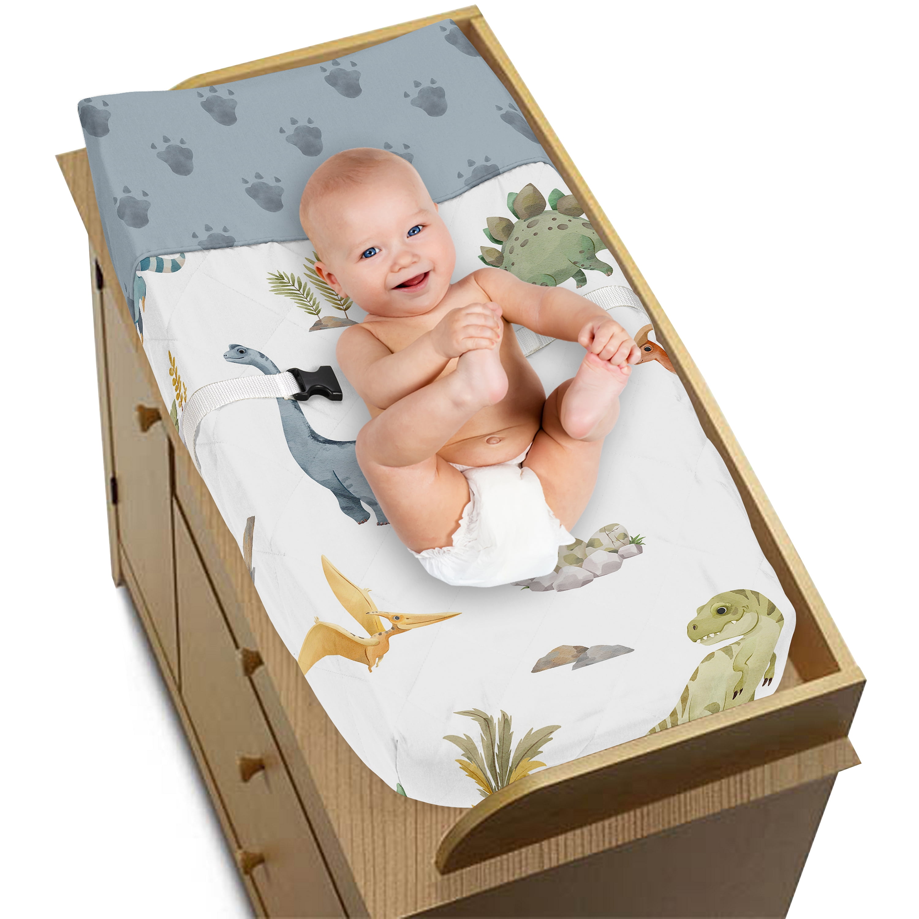 Sweet Jojo Designs Watercolor Dinosaur Dino Multicolor Changing Pad Cover