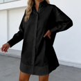 thumbnail image 2 of Womens Basic Shirts Lapel Solid Color Loose Fit Long Sleeves Workout Shirts Tops, 2 of 8