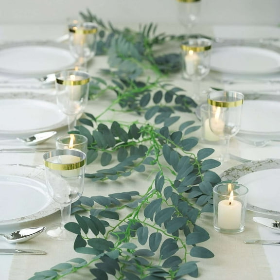 Efavormart 2 Pack | 12 FT Honey Locust Artificial Leaf Garland For Wedding Decor Pary Banquet Decoration