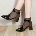 thumbnail image 3 of Mepaouo Women's Heels Dress Shoes Breathable Heel Buckle Formal Slip on Ankle Boots(Brown,7), 3 of 8