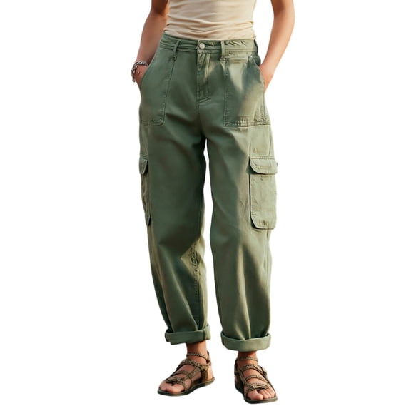 Kezqiaxn Cargo Pants Women High Waisted Quick Dry Lightweight Casual Trousers with Pockets Women's Clothing Plus Size Fashion