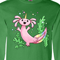 thumbnail image 4 of Inktastic Axolotl Unicorn with Rainbow Tail, Bubbles and Seaweed. Long Sleeve T-Shirt, 4 of 5
