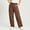 Brown, variant on Women's Functional Cargo Pants, Elastic Drawstring Waist, Multi-Pocket Straight Leg Trousers for Street Style Navy L