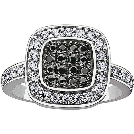 1.07 Carat T.G.W. Black and White CZ Sterling Silver Graphic Ring