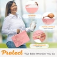 thumbnail image 4 of Christian Art Gifts Pink & Gold Floral Faux Leather Fashion Bible Cover for Women: Everything Through Christ - Phil. 4:13 Inspirational Scripture w/Sleeves, Pocket, Pen Loops to Organize, Pink, Large, 4 of 7