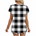 thumbnail image 3 of Cilsoka Women's V Neck T Shirts Short Sleeve Plaid Basic Tees Trendy Summer Going Out Tops Comfy Casual Fashion Clothes, 3 of 5
