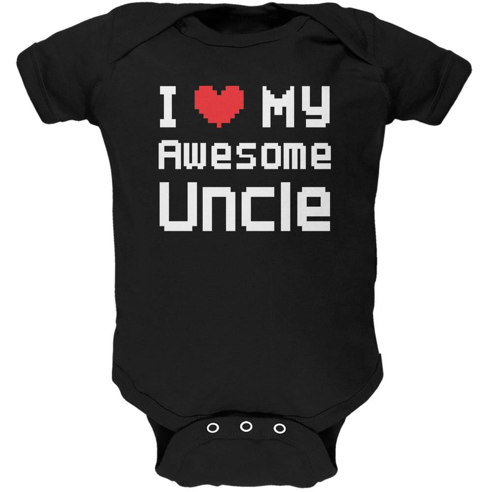 I Heart My Awesome Uncle 8 Bit Pixel Noir Souple Baby One Piece
