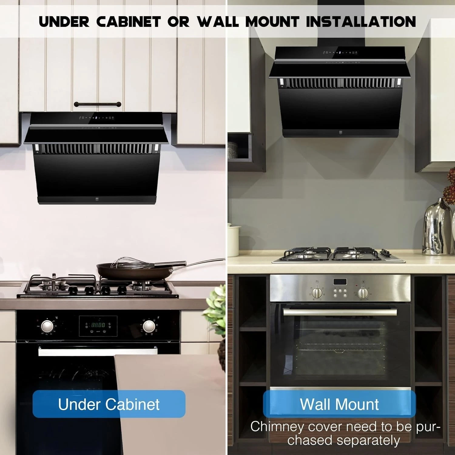 30 inch Under Cabinet Range Hood 900CFM Gesture Touch Control Tempered Glass Modern Vent Hood Kitchen